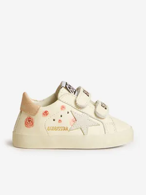 Weiße Sternen-Turnschuhe für Baby-Mädchen aus Leder und Wildleder