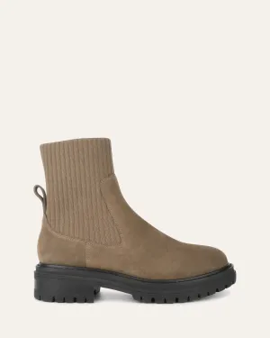 BERTIE FLACHER KNÖCHELSTIEFEL IN KHAKI WILDLEDER