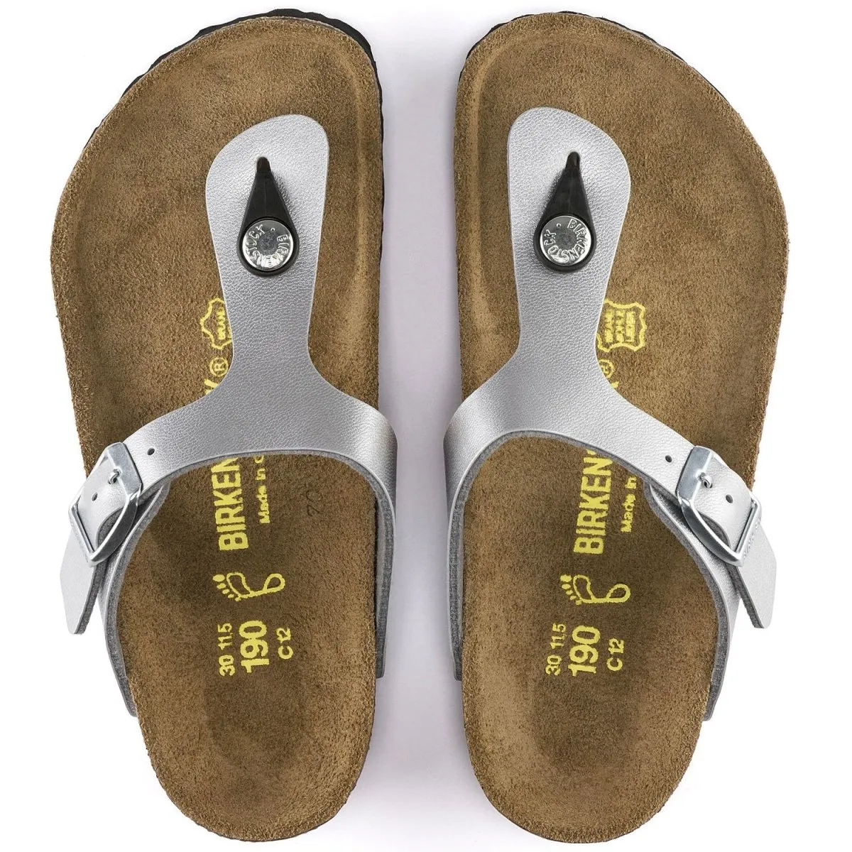 Birkenstock Mädchen Gizeh Silber Birko-Flor (Größen 30-34)