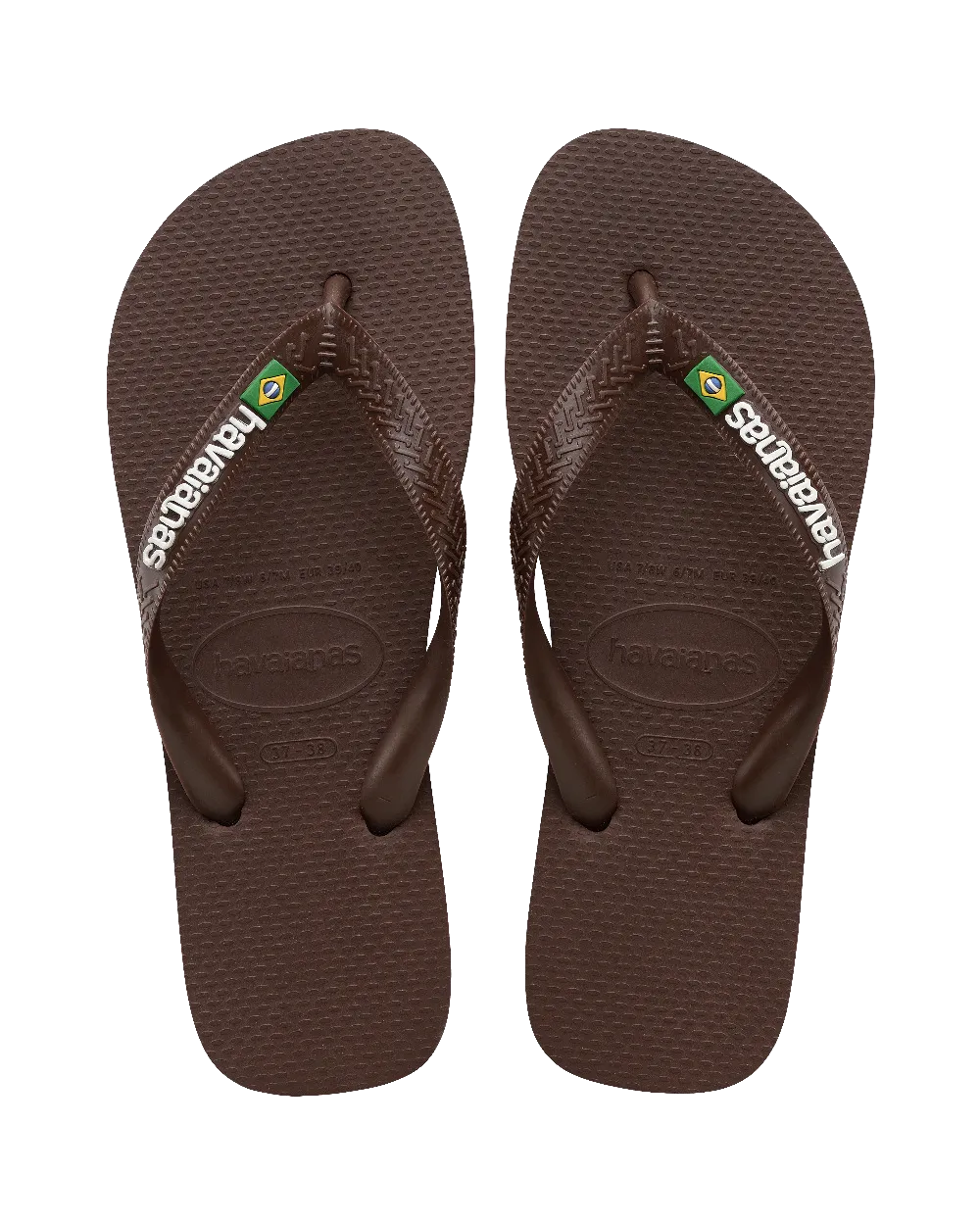 Brazil Logo Flip-Flops in Dunkelbraun & Weiß