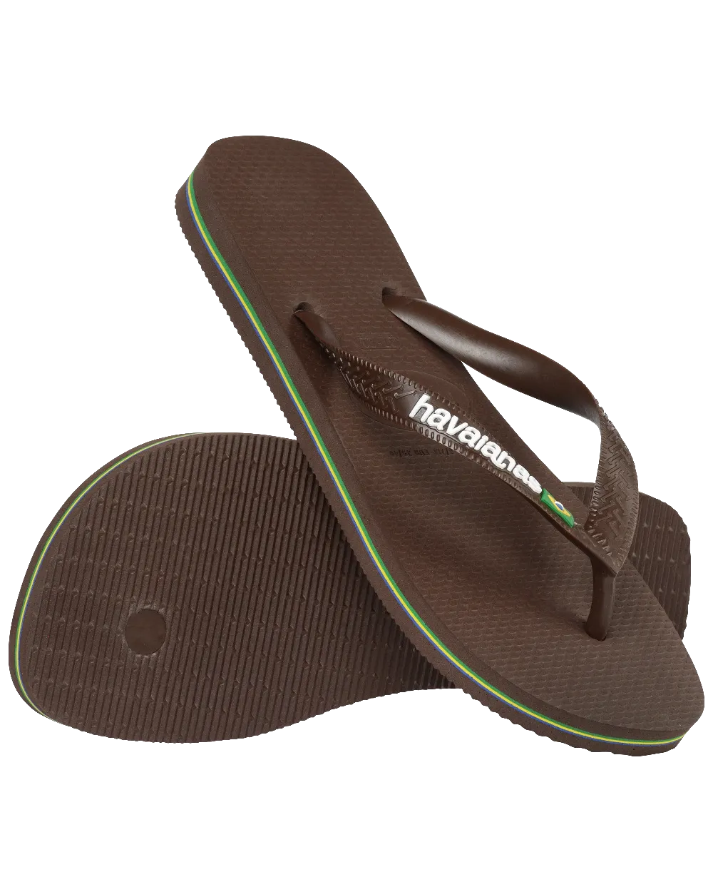 Brazil Logo Flip-Flops in Dunkelbraun & Weiß