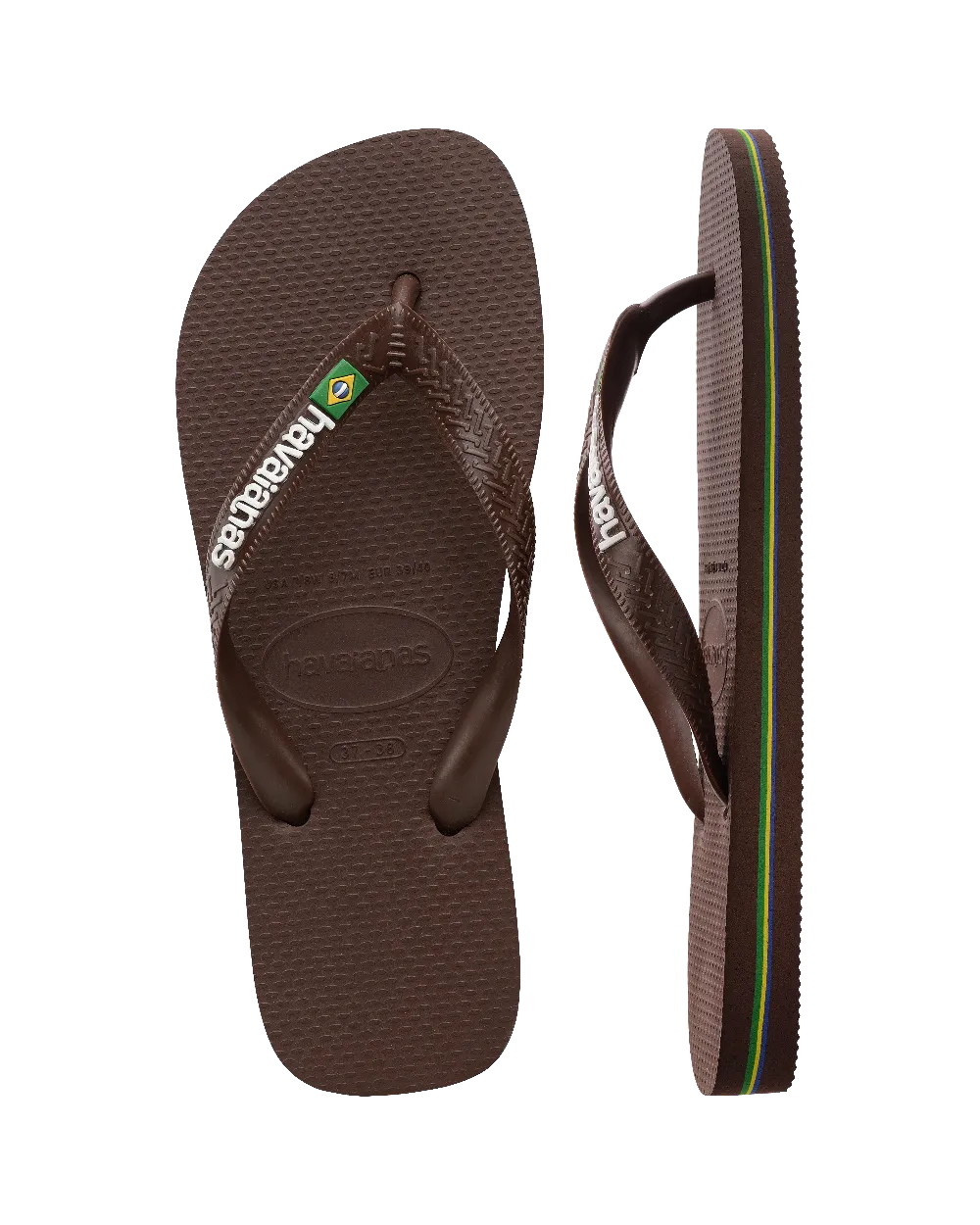 Brazil Logo Flip-Flops in Dunkelbraun & Weiß