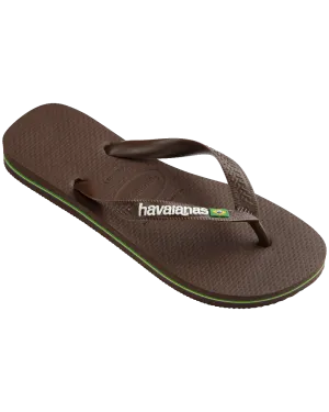 Brazil Logo Flip-Flops in Dunkelbraun & Weiß