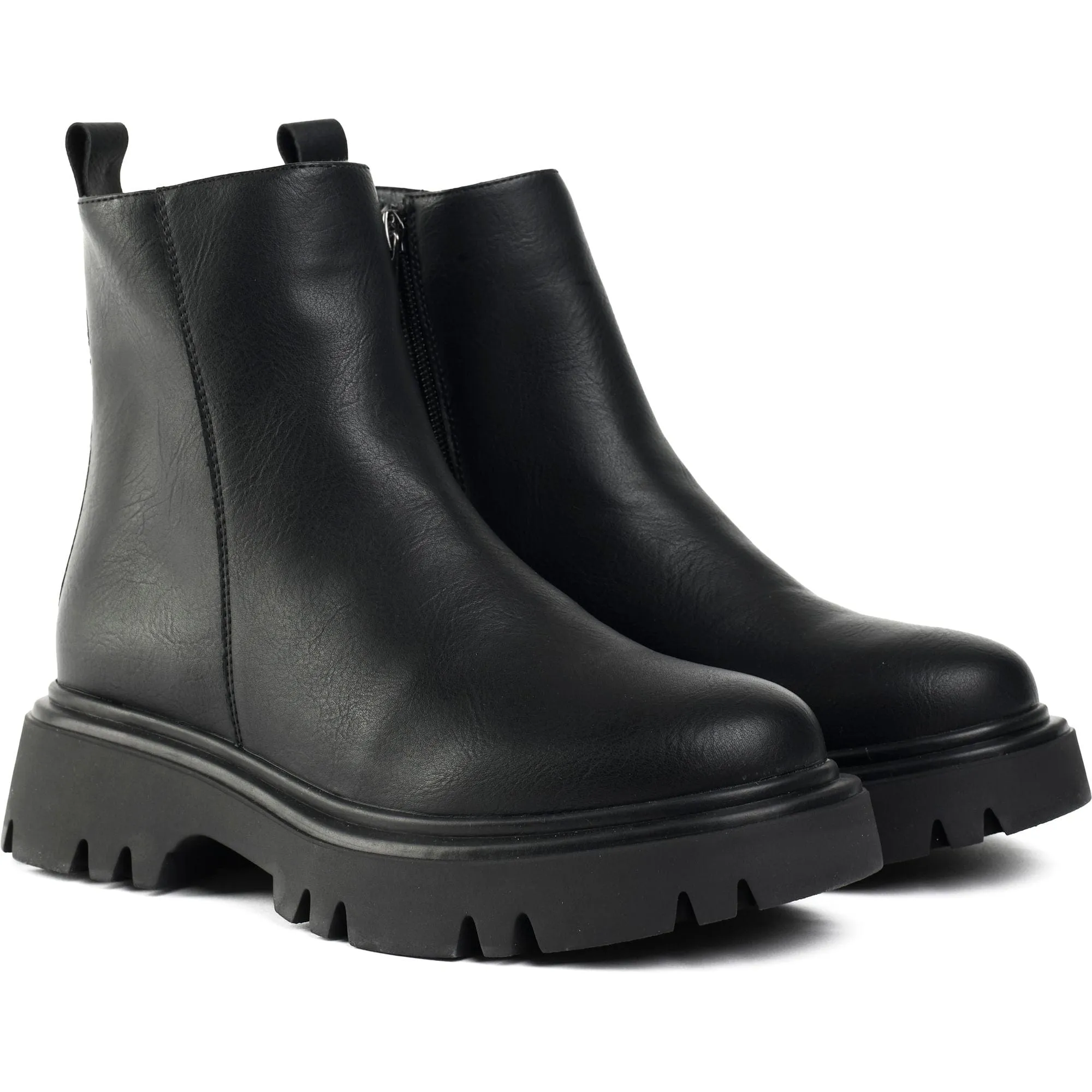 Cameo Damen Vegan-Leder Knöchelstiefel | Schwarz