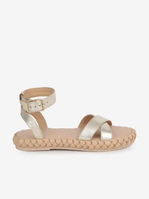 Chloé Mädchen Leder Riemchensandalen in Gold