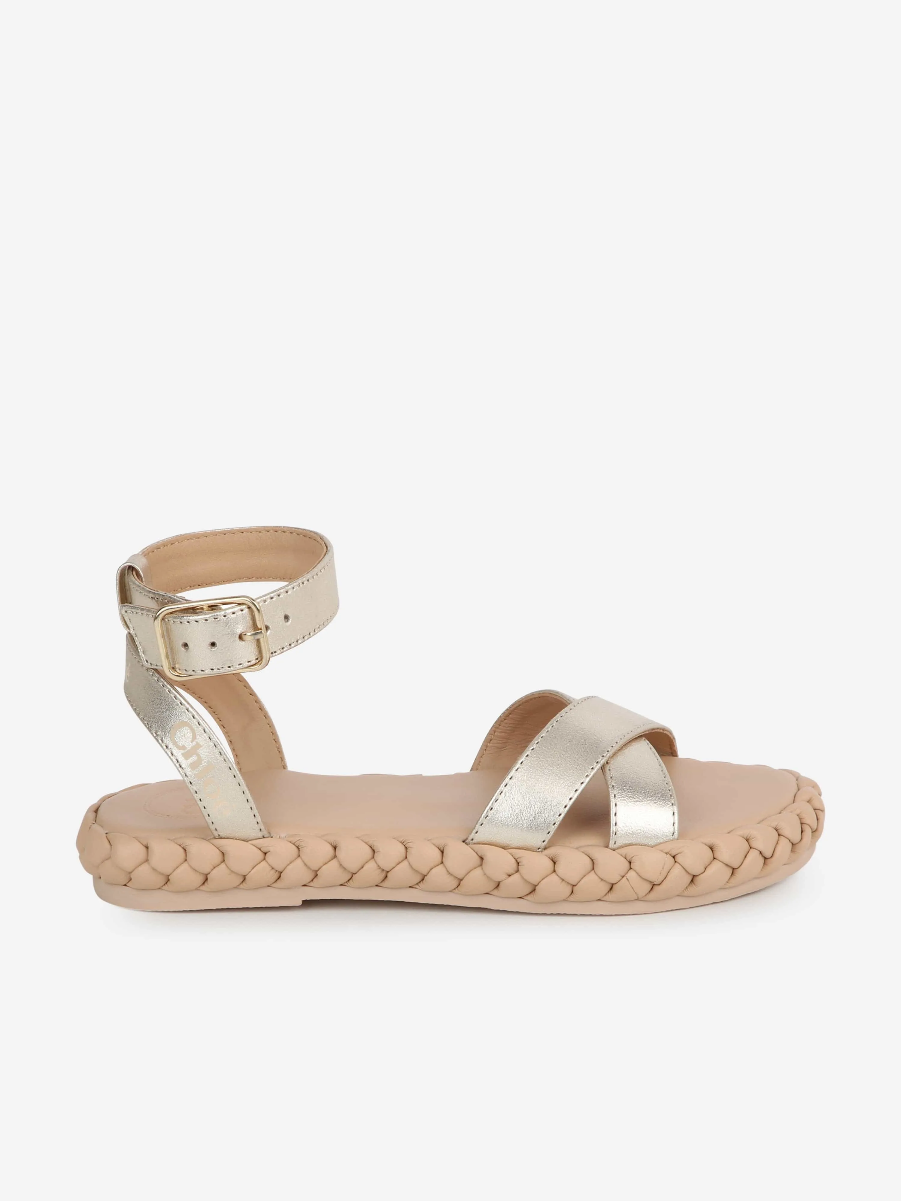 Chloé Mädchen Leder Riemchensandalen in Gold
