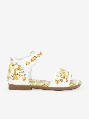 Dolce & Gabbana Mädchen Leder Maiolica Sandalen in Gelb