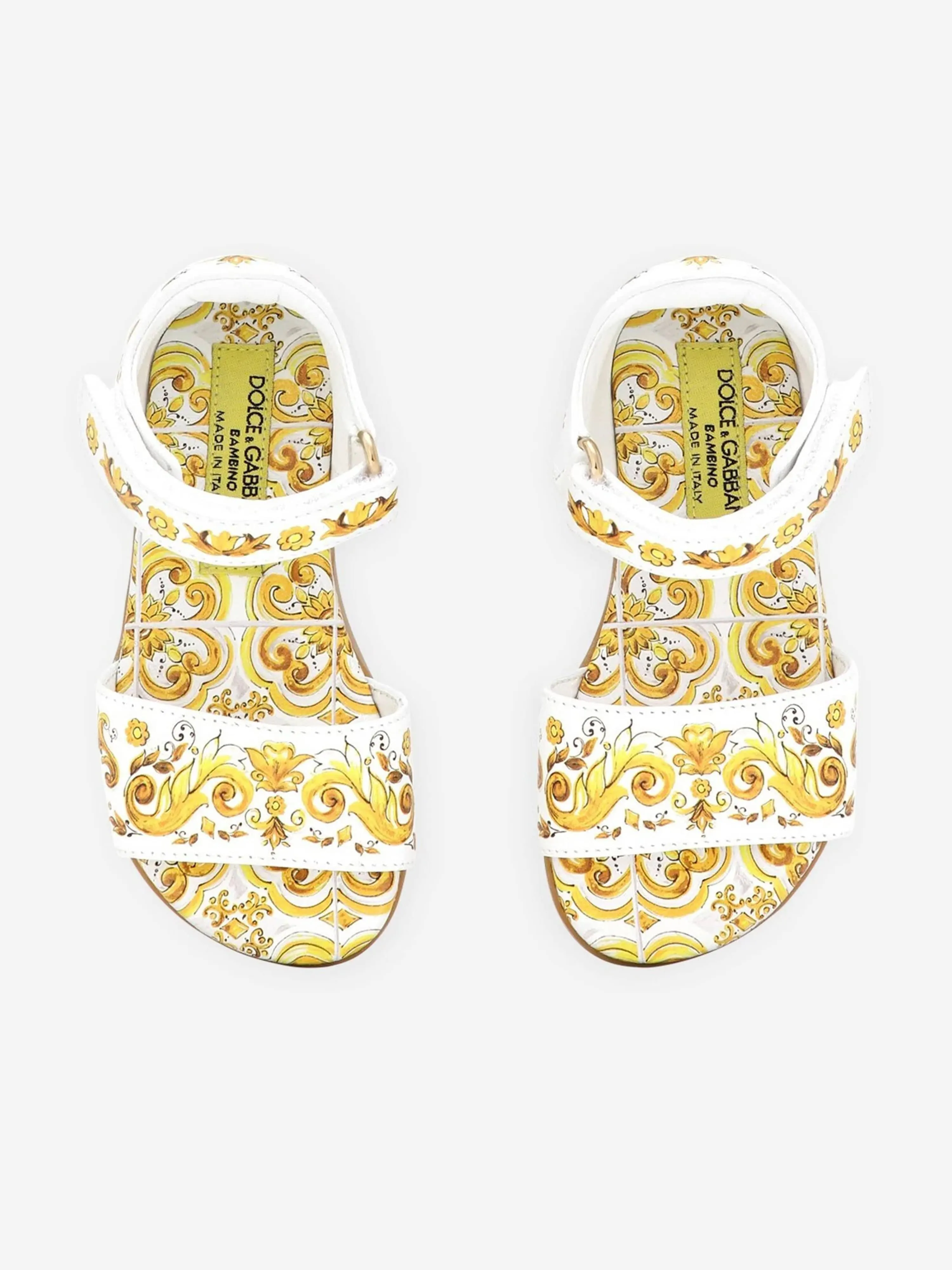 Dolce & Gabbana Mädchen Leder Maiolica Sandalen in Gelb