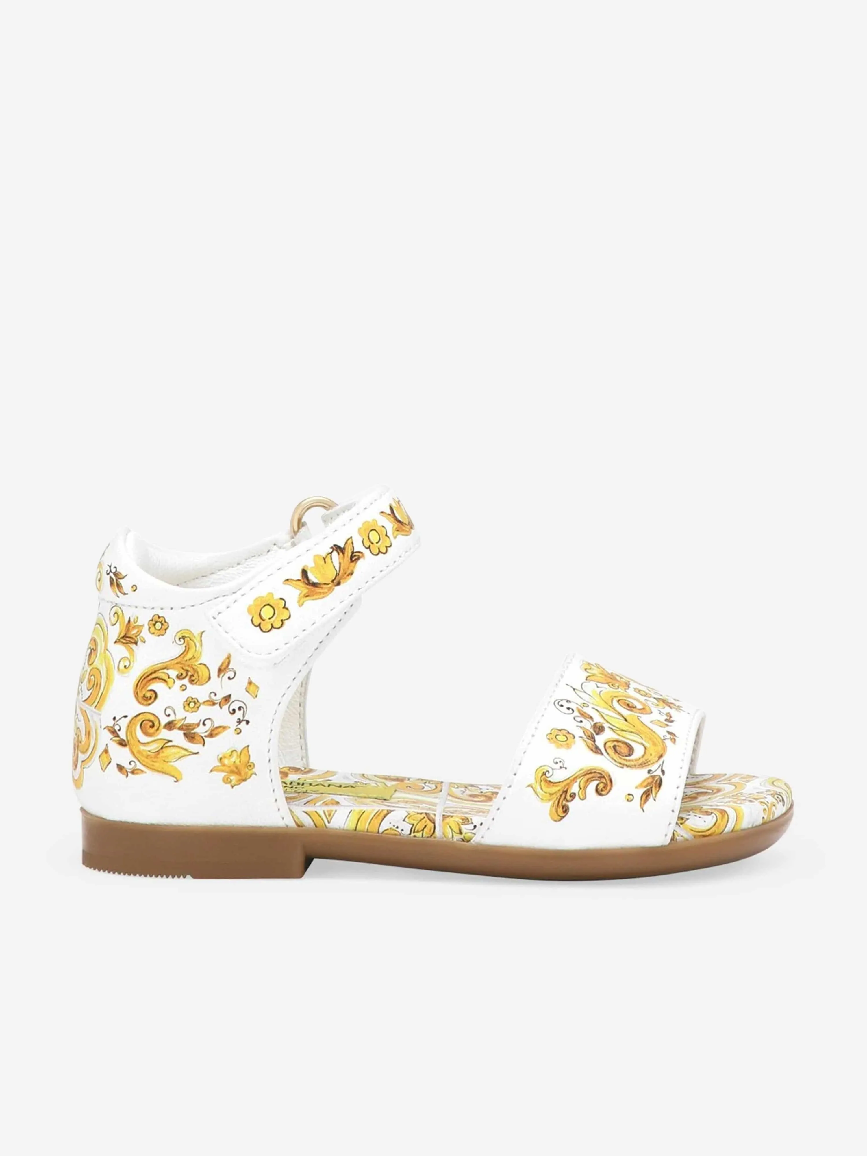 Dolce & Gabbana Mädchen Leder Maiolica Sandalen in Gelb