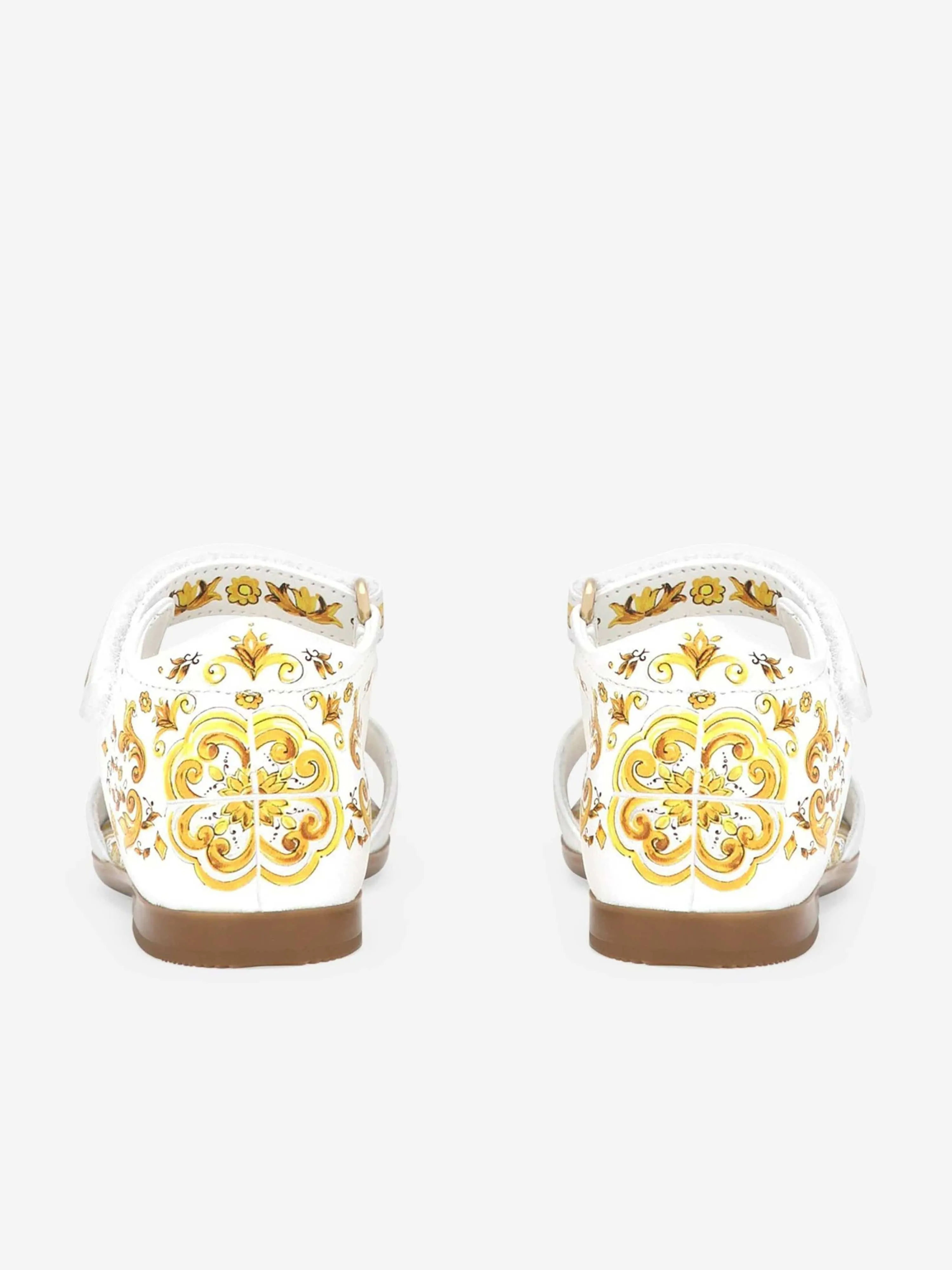 Dolce & Gabbana Mädchen Leder Maiolica Sandalen in Gelb