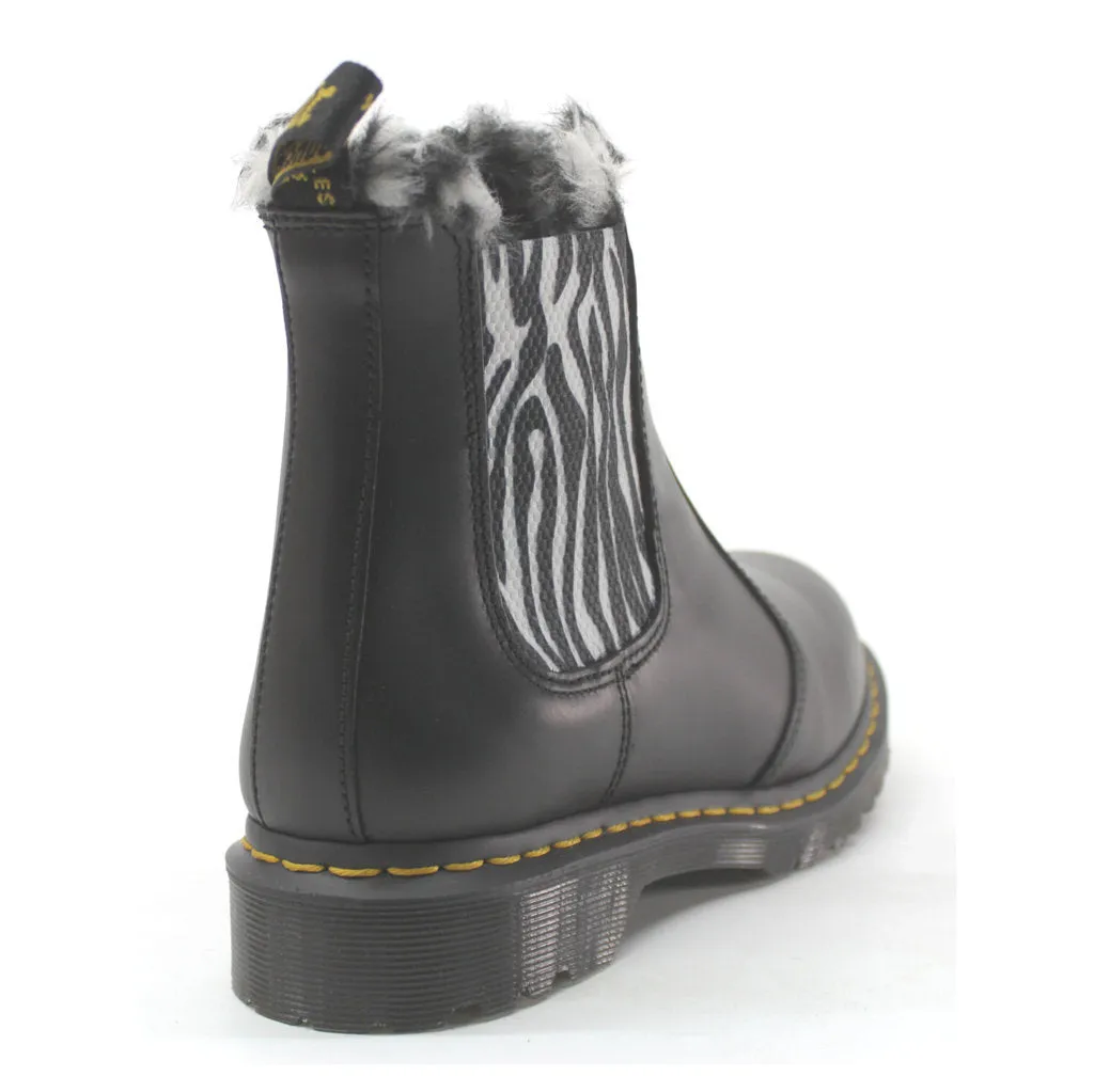 Dr. Martens 2976 Leonore Chelsea-Stiefel für Damen mit Pelzfutter aus glänzendem Leder