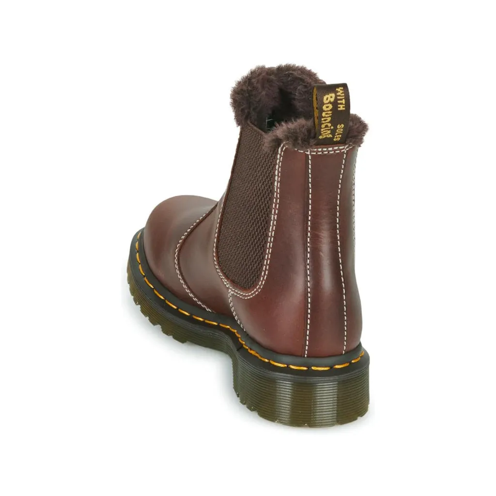 Dr. Martens 2976 Leonore Chelsea-Stiefel für Damen mit Pelzfutter aus glänzendem Leder