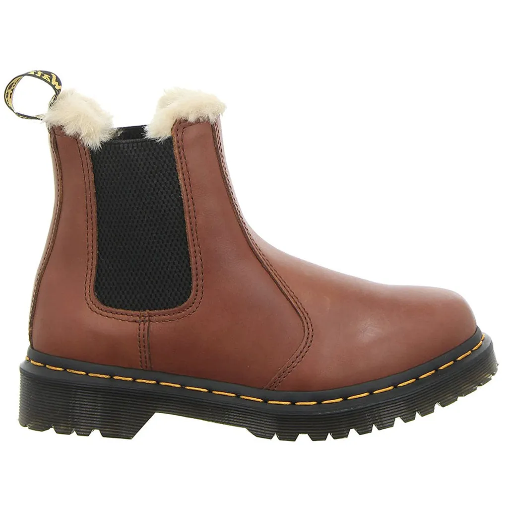 Dr. Martens 2976 Leonore Chelsea-Stiefel für Damen mit Pelzfutter aus glänzendem Leder