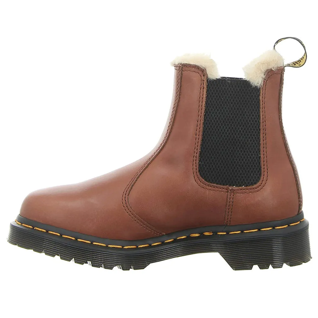 Dr. Martens 2976 Leonore Chelsea-Stiefel für Damen mit Pelzfutter aus glänzendem Leder