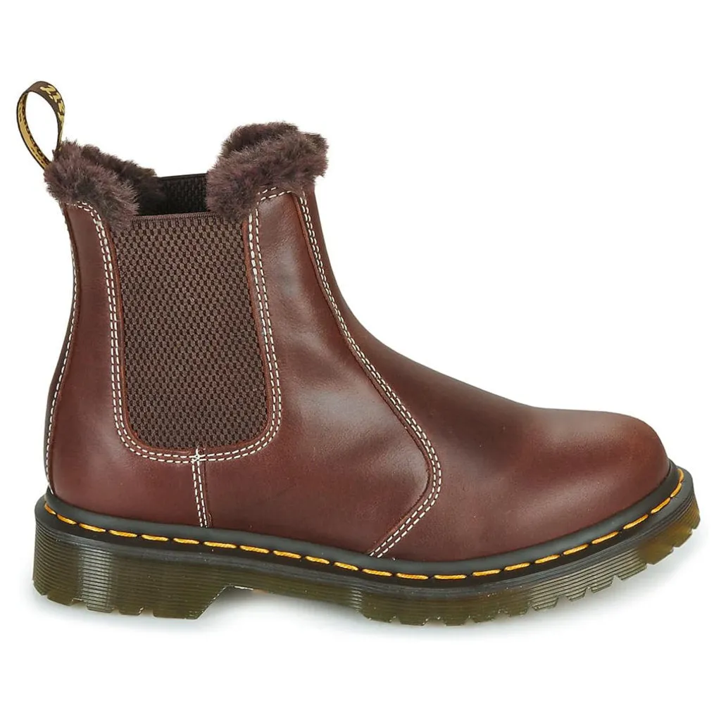 Dr. Martens 2976 Leonore Chelsea-Stiefel für Damen mit Pelzfutter aus glänzendem Leder