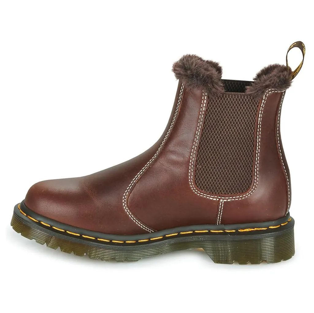 Dr. Martens 2976 Leonore Chelsea-Stiefel für Damen mit Pelzfutter aus glänzendem Leder