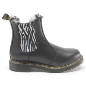 Dr. Martens 2976 Leonore Chelsea-Stiefel für Damen mit Pelzfutter aus glänzendem Leder