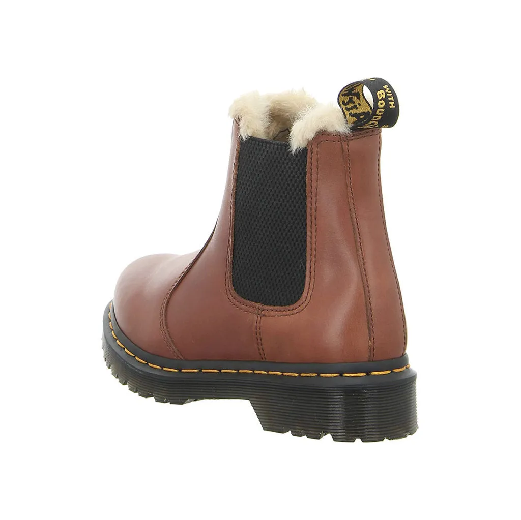 Dr. Martens 2976 Leonore Chelsea-Stiefel für Damen mit Pelzfutter aus glänzendem Leder