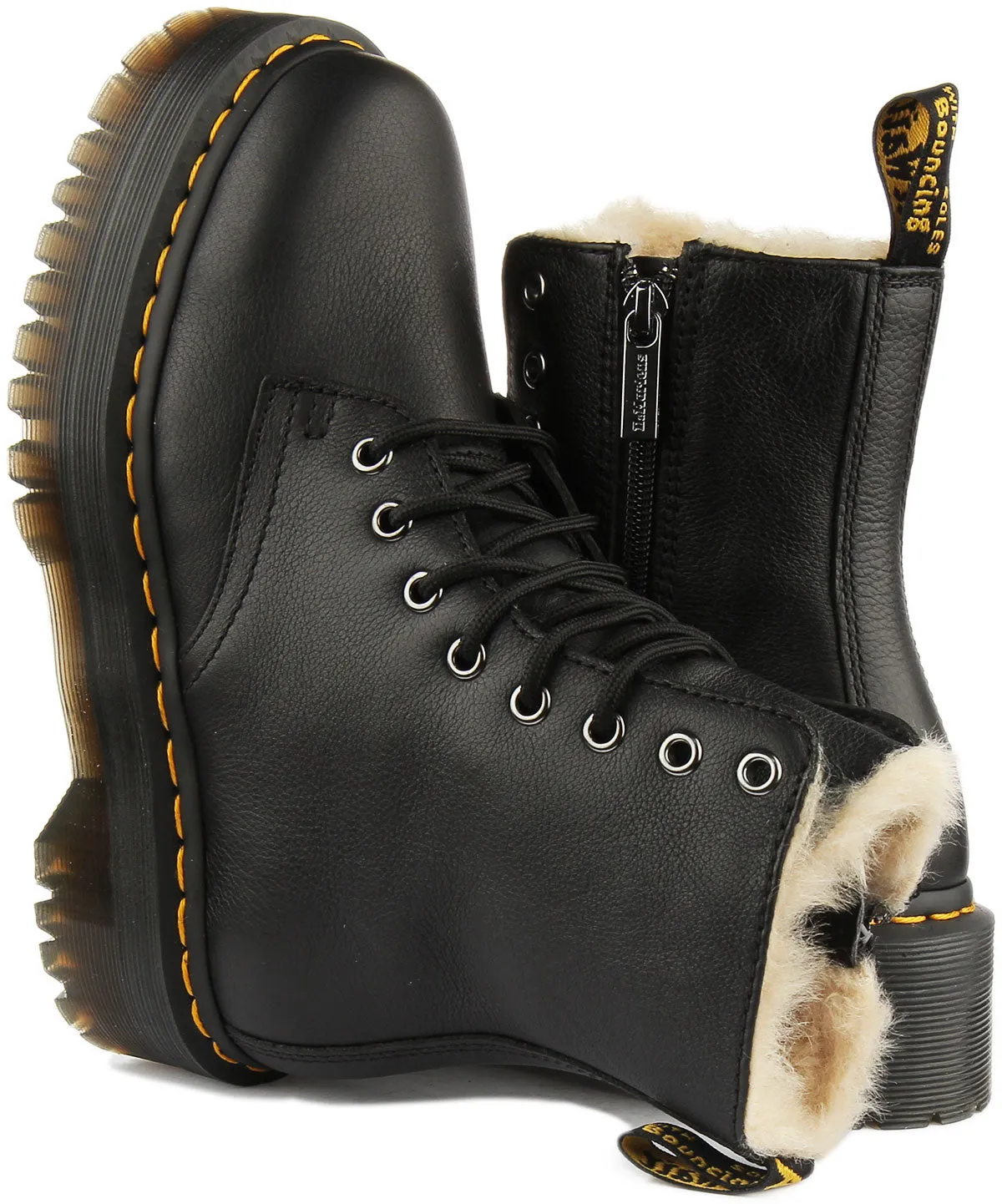 Dr. Martens Jadon Pelzstiefel In Schwarz Für Damen Schuhe Dr. Martens