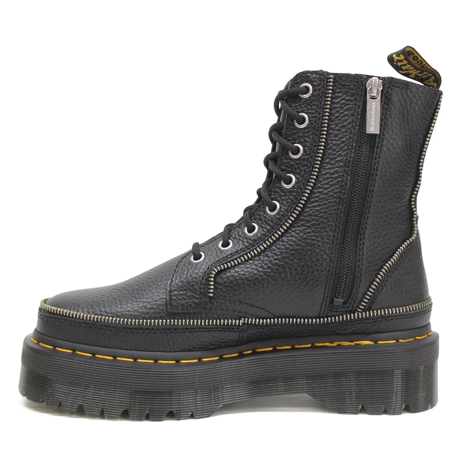 Dr. Martens Jadon Reißverschluss Milled Nappa Leder Damen Knöchel Plateau Stiefel