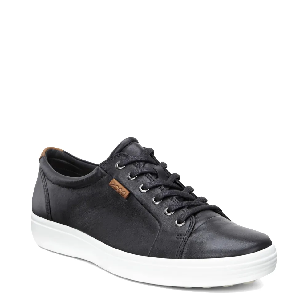 Ecco Herren Soft 7 Leder-Sneaker in Schwarz