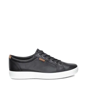Ecco Herren Soft 7 Leder-Sneaker in Schwarz