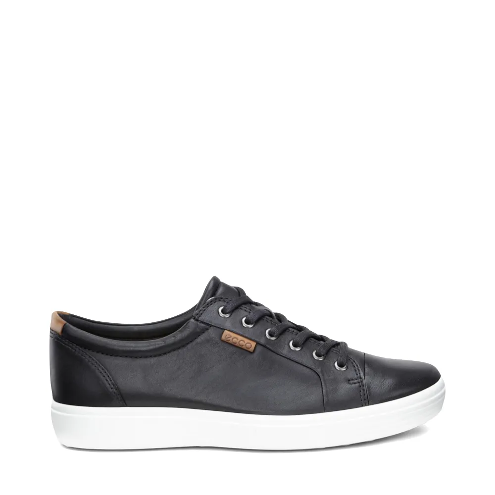 Ecco Herren Soft 7 Leder-Sneaker in Schwarz