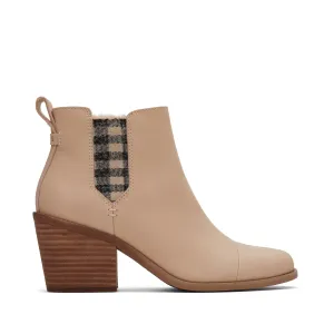 Everly Sand Leder Karo Absatzstiefel