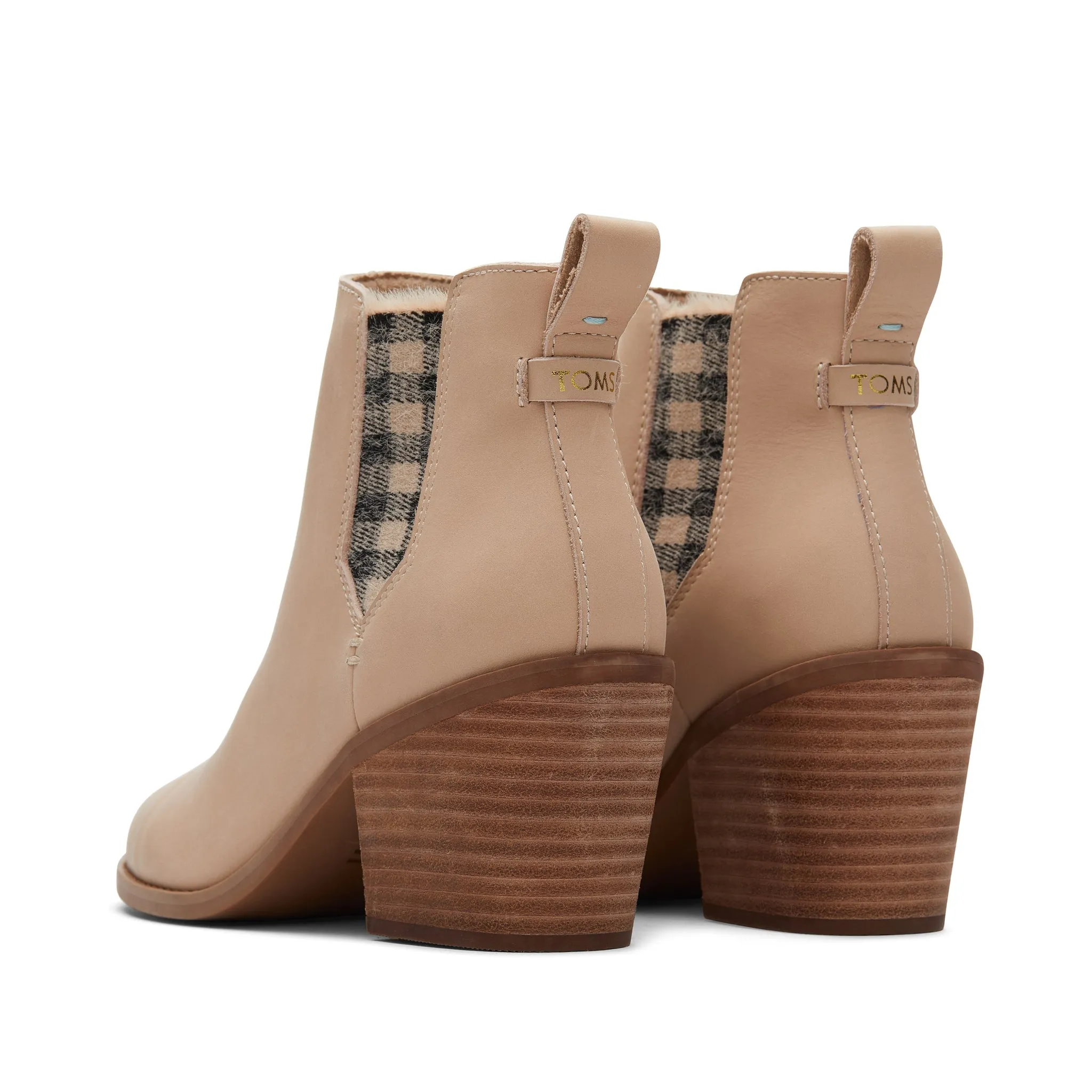 Everly Sand Leder Karo Absatzstiefel