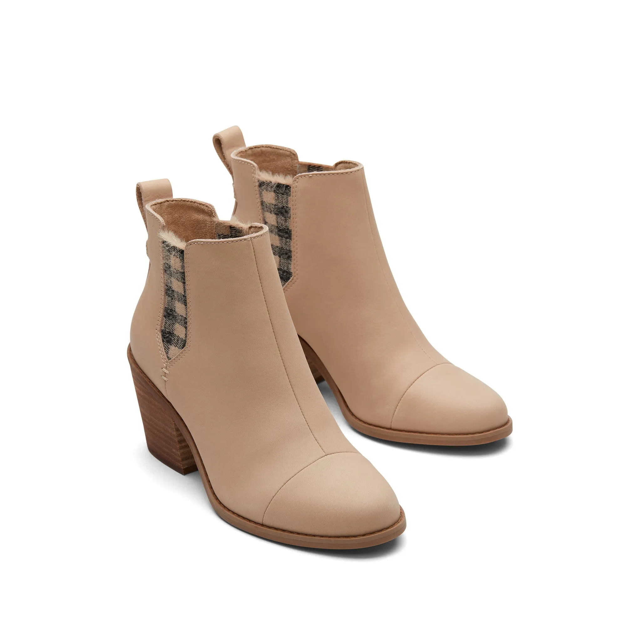 Everly Sand Leder Karo Absatzstiefel