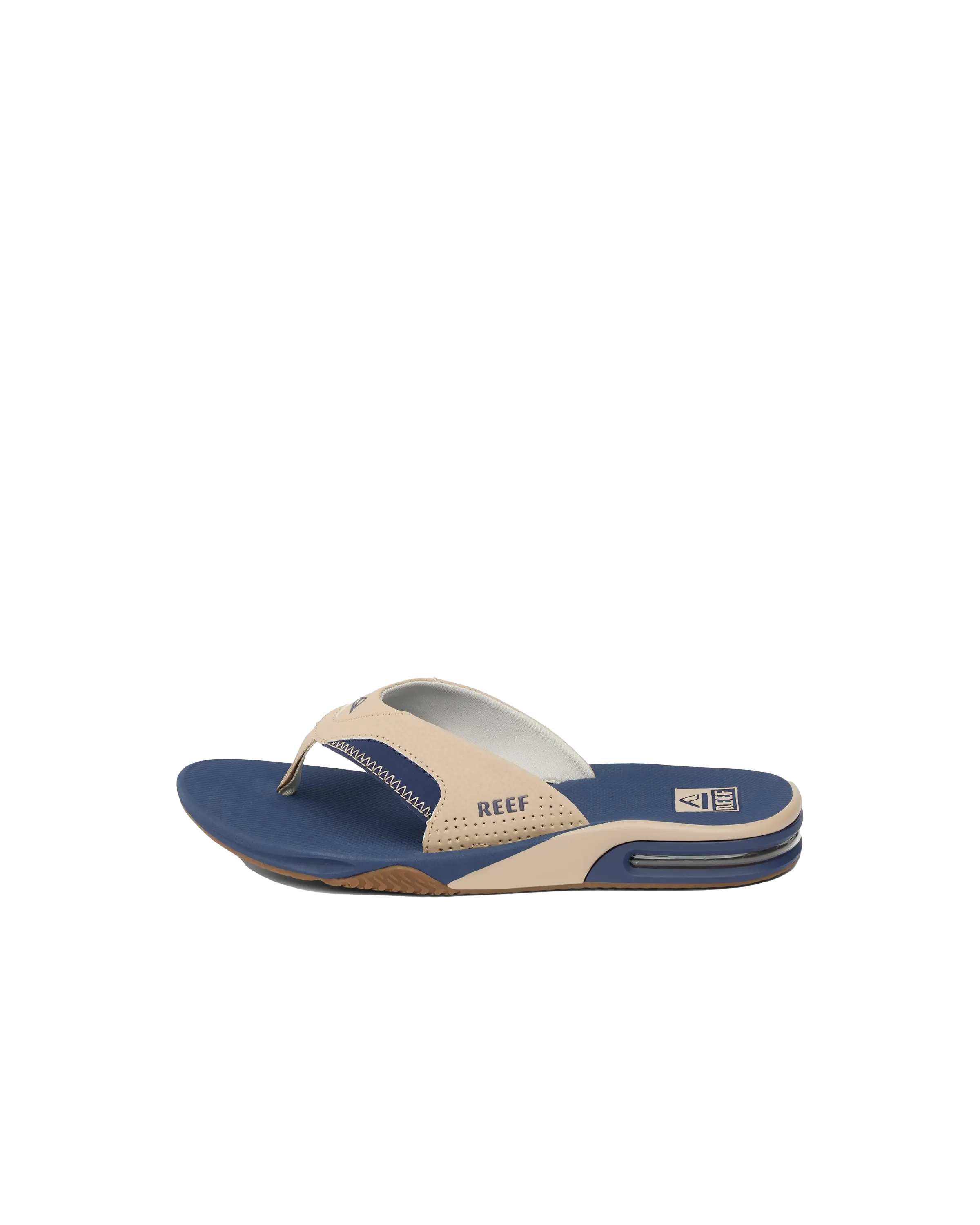 Fanning Flip Flops in Beige, Marineblau & Beige