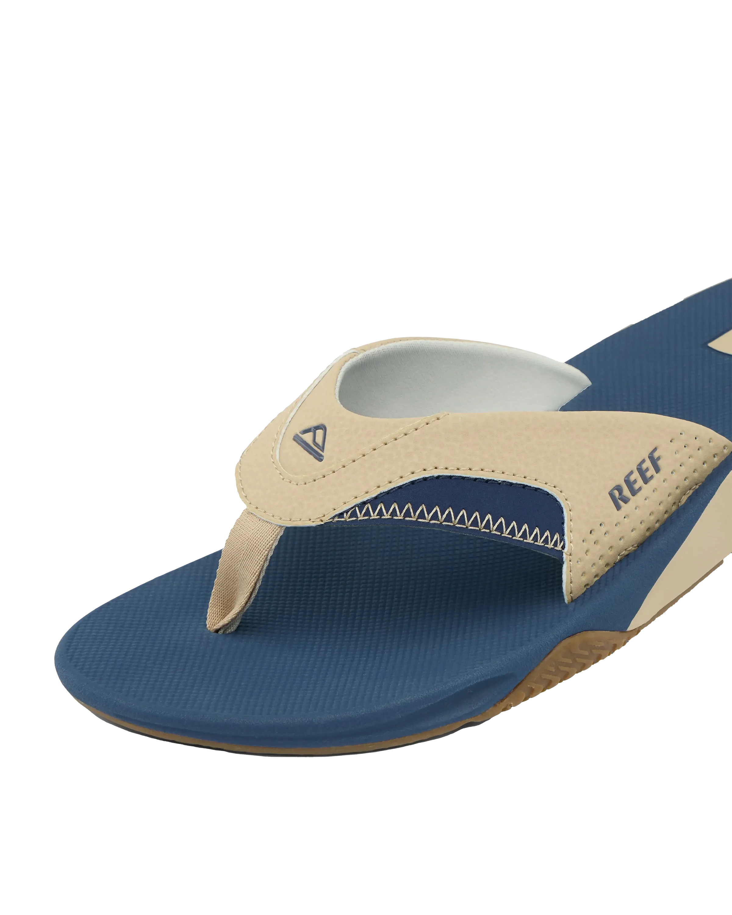 Fanning Flip Flops in Beige, Marineblau & Beige