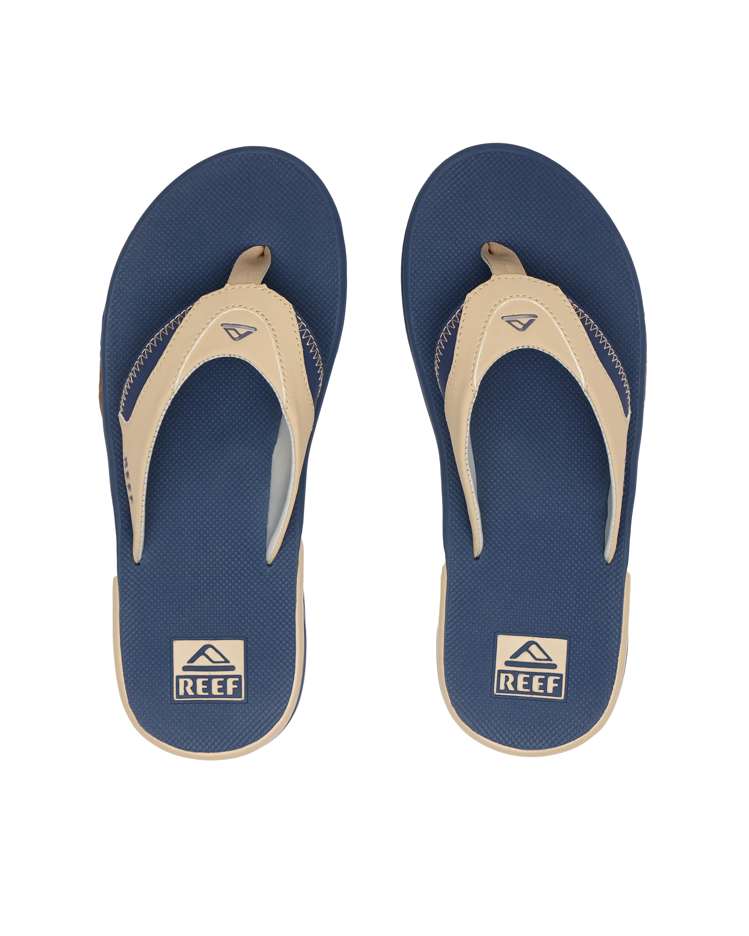 Fanning Flip Flops in Beige, Marineblau & Beige