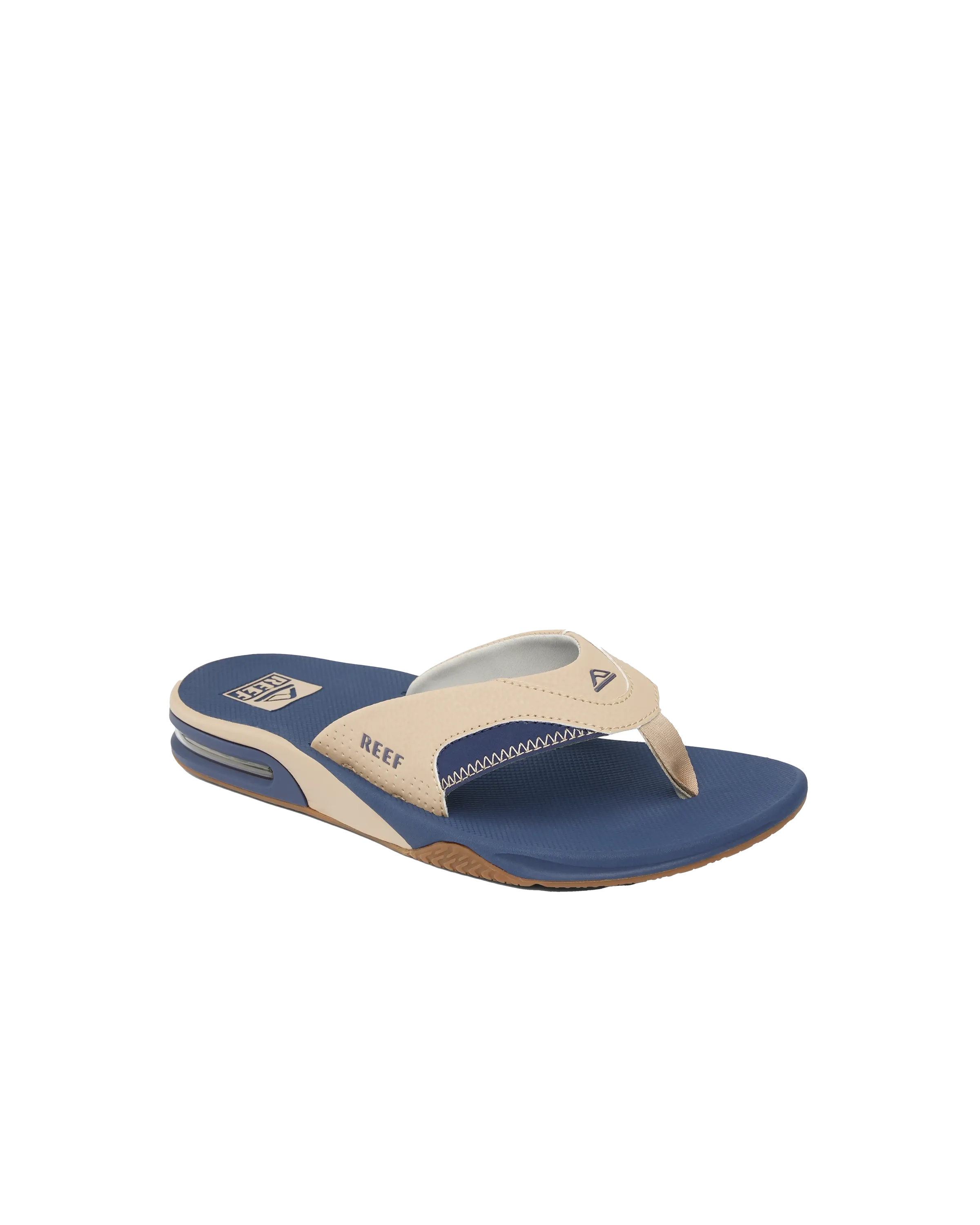 Fanning Flip Flops in Beige, Marineblau & Beige