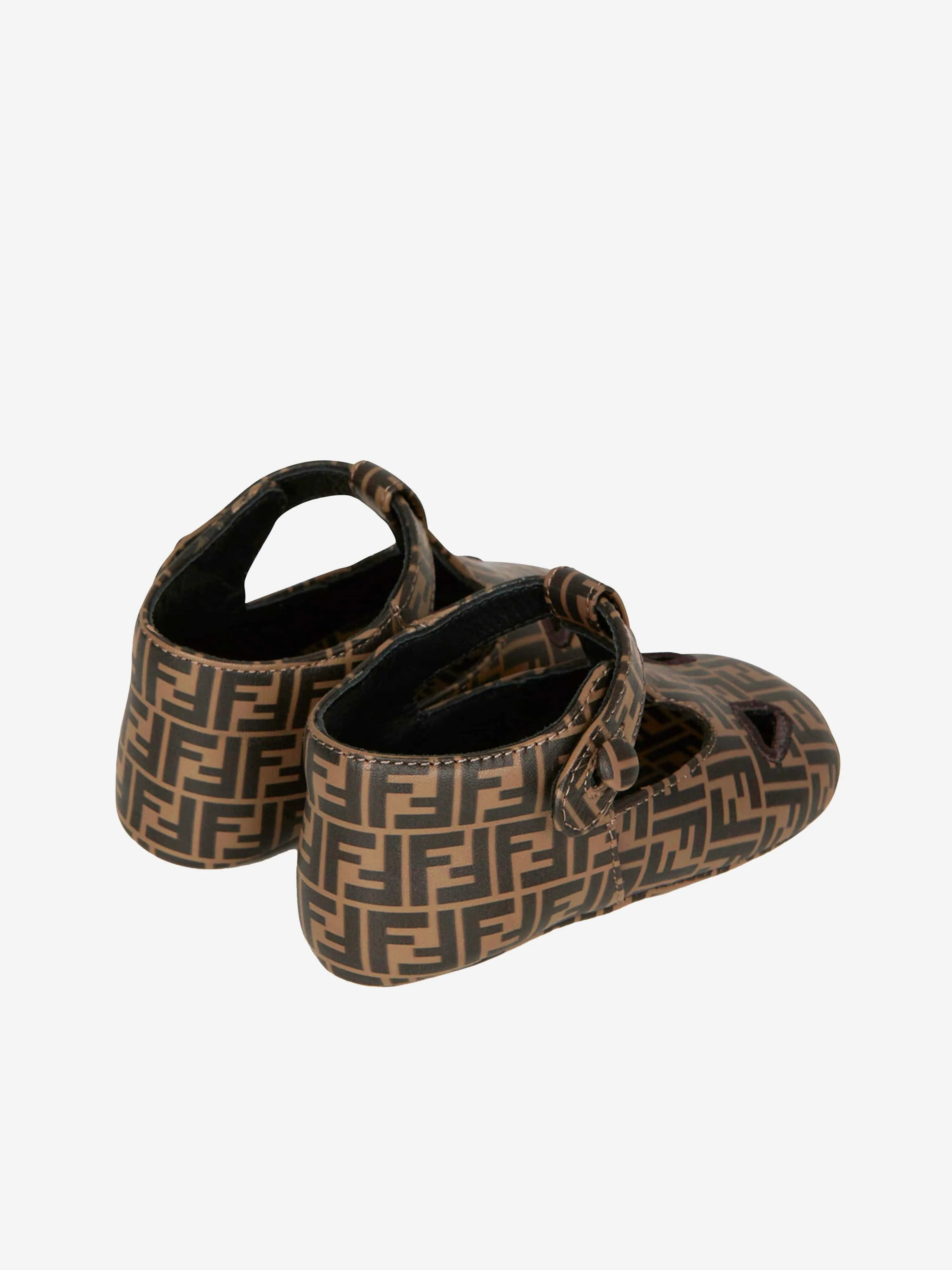 Fendi Baby Leder FF Logo Sandalen in Braun