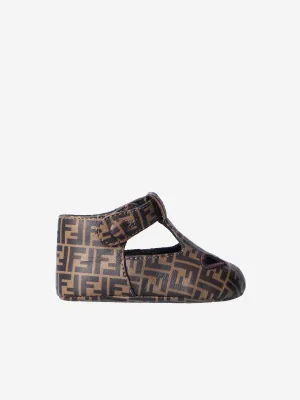 Fendi Baby Leder FF Logo Sandalen in Braun