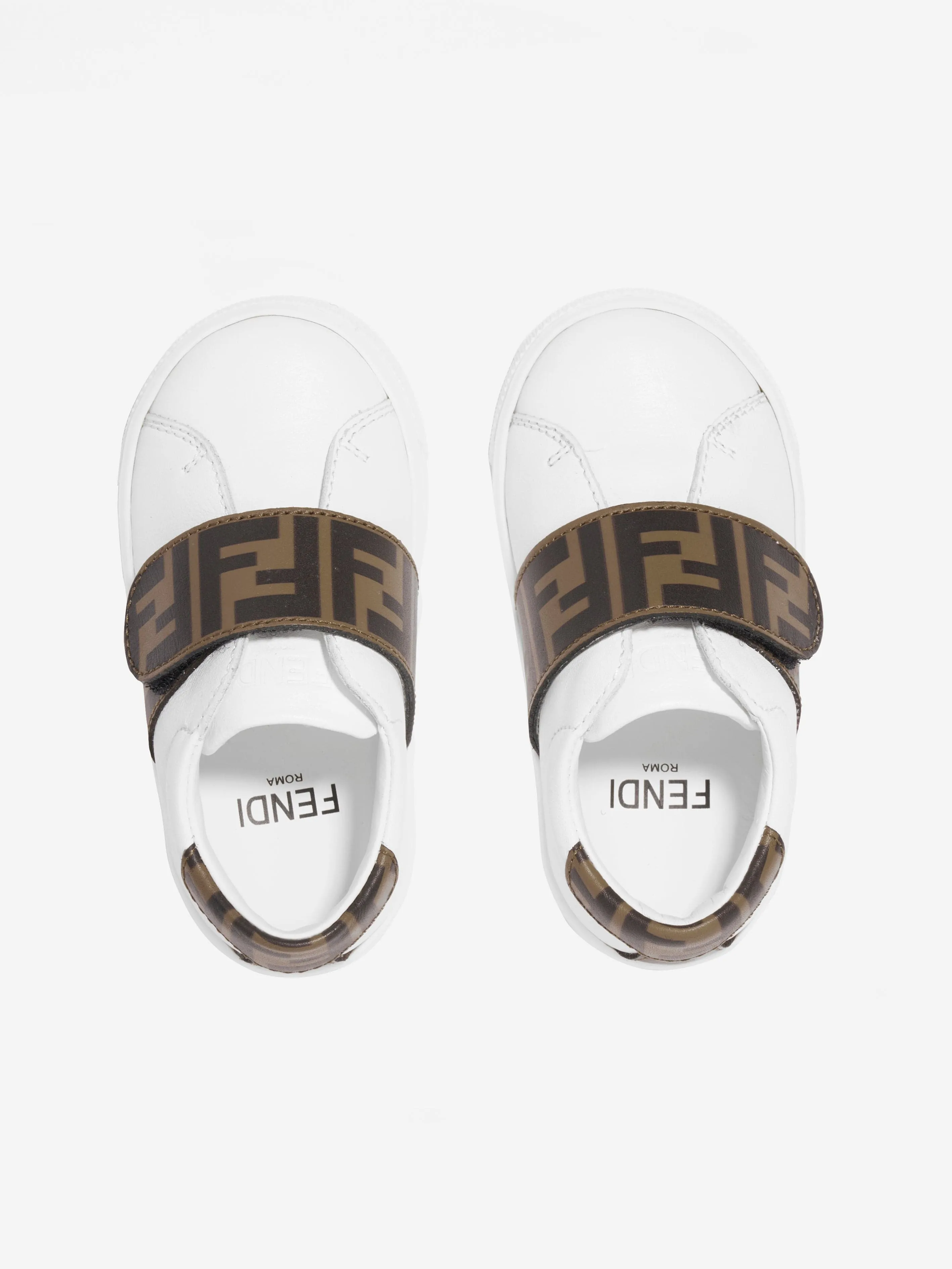 Fendi Kids Leder-Logo-Turnschuhe in Weiß
