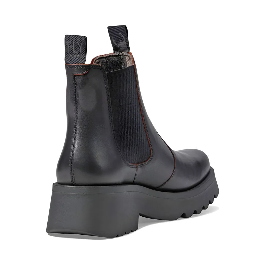 Fly London MEDI789FLY Java Leder Chelsea-Stiefel mit Absatz für Damen