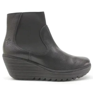 Fly London Yade398Fly Leder Chelsea-Stiefel mit Keilabsatz für Damen