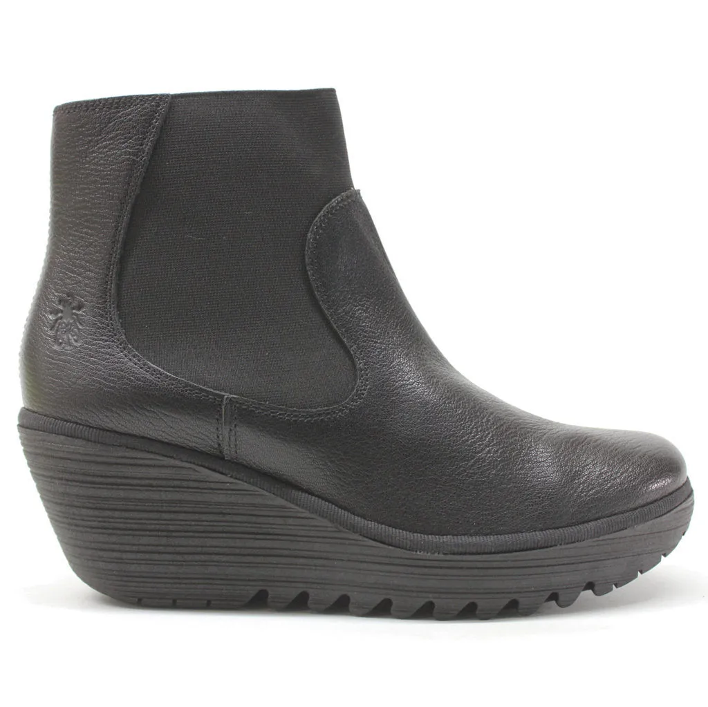 Fly London Yade398Fly Leder Chelsea-Stiefel mit Keilabsatz für Damen