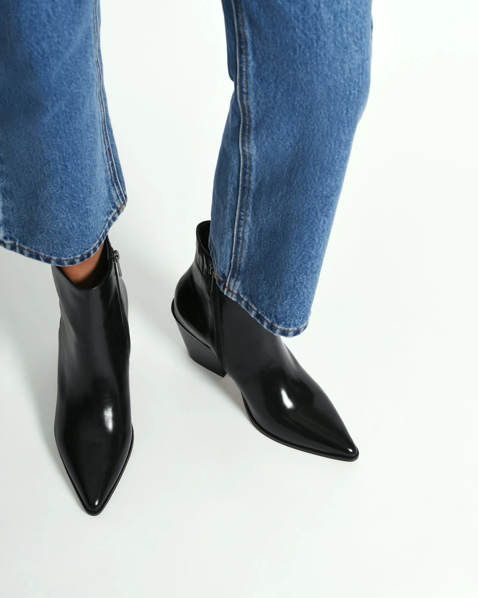 FREDDIE MID ANKLE STIEFEL SCHWARZES LEDER