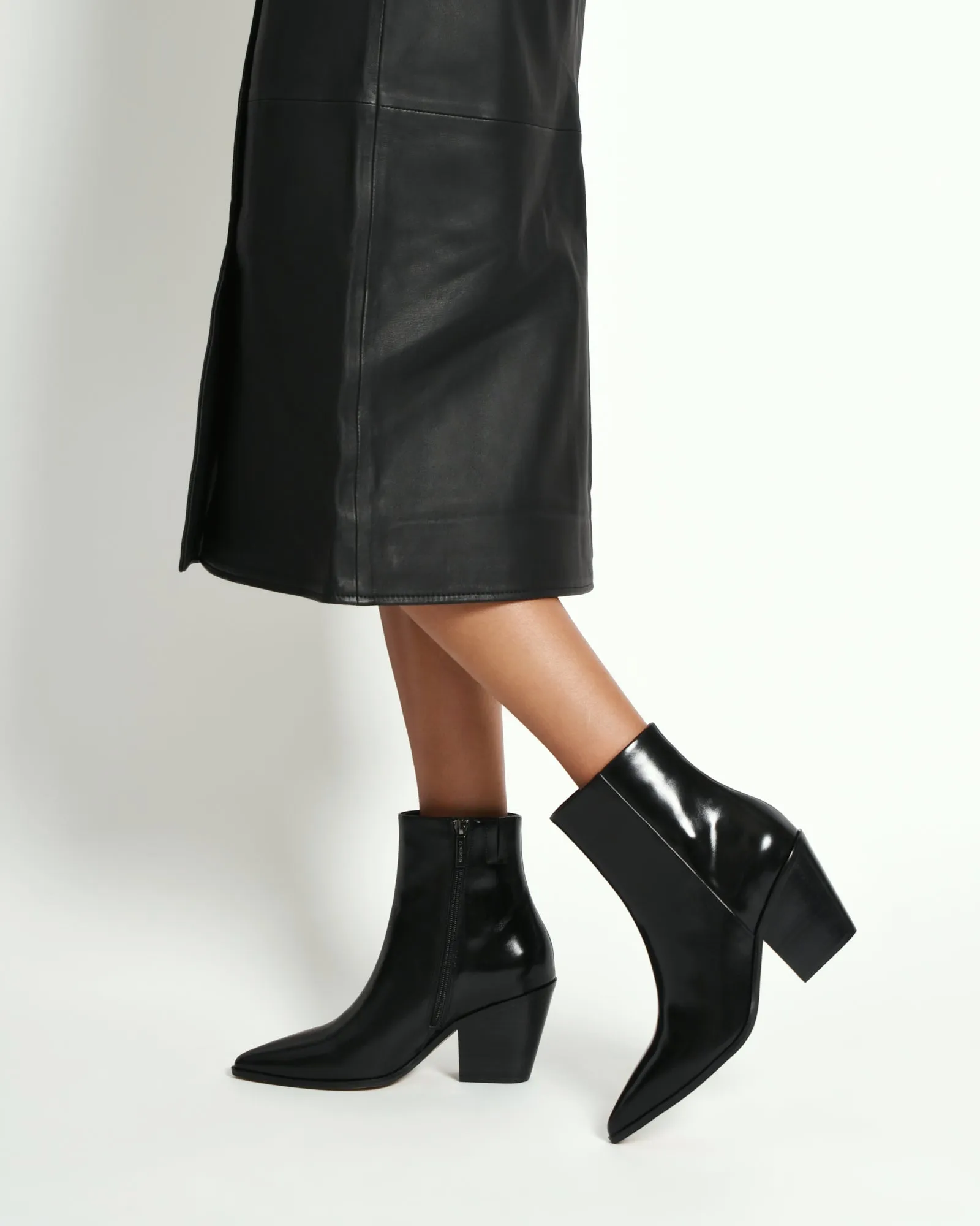 FREDDIE MID ANKLE STIEFEL SCHWARZES LEDER