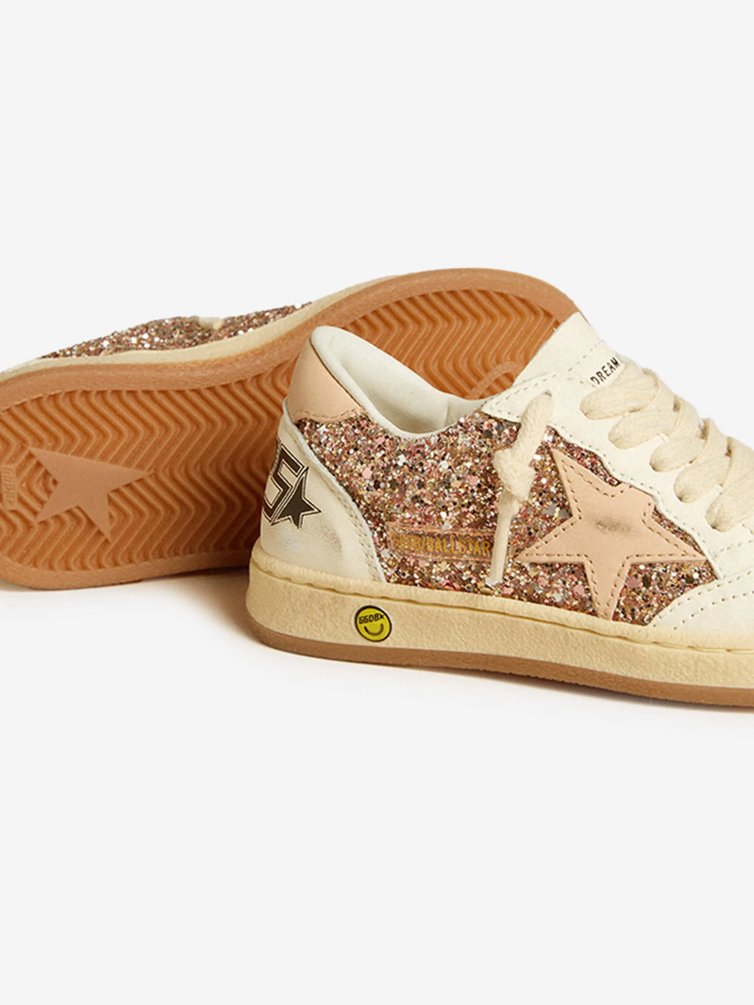 Mädchen Ballstar Glitzer- und Lederturnschuhe in Rosa