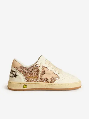 Mädchen Ballstar Glitzer- und Lederturnschuhe in Rosa