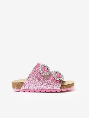 Mädchen Schmuck-Schnalle Glitzer Sandalen in Rosa