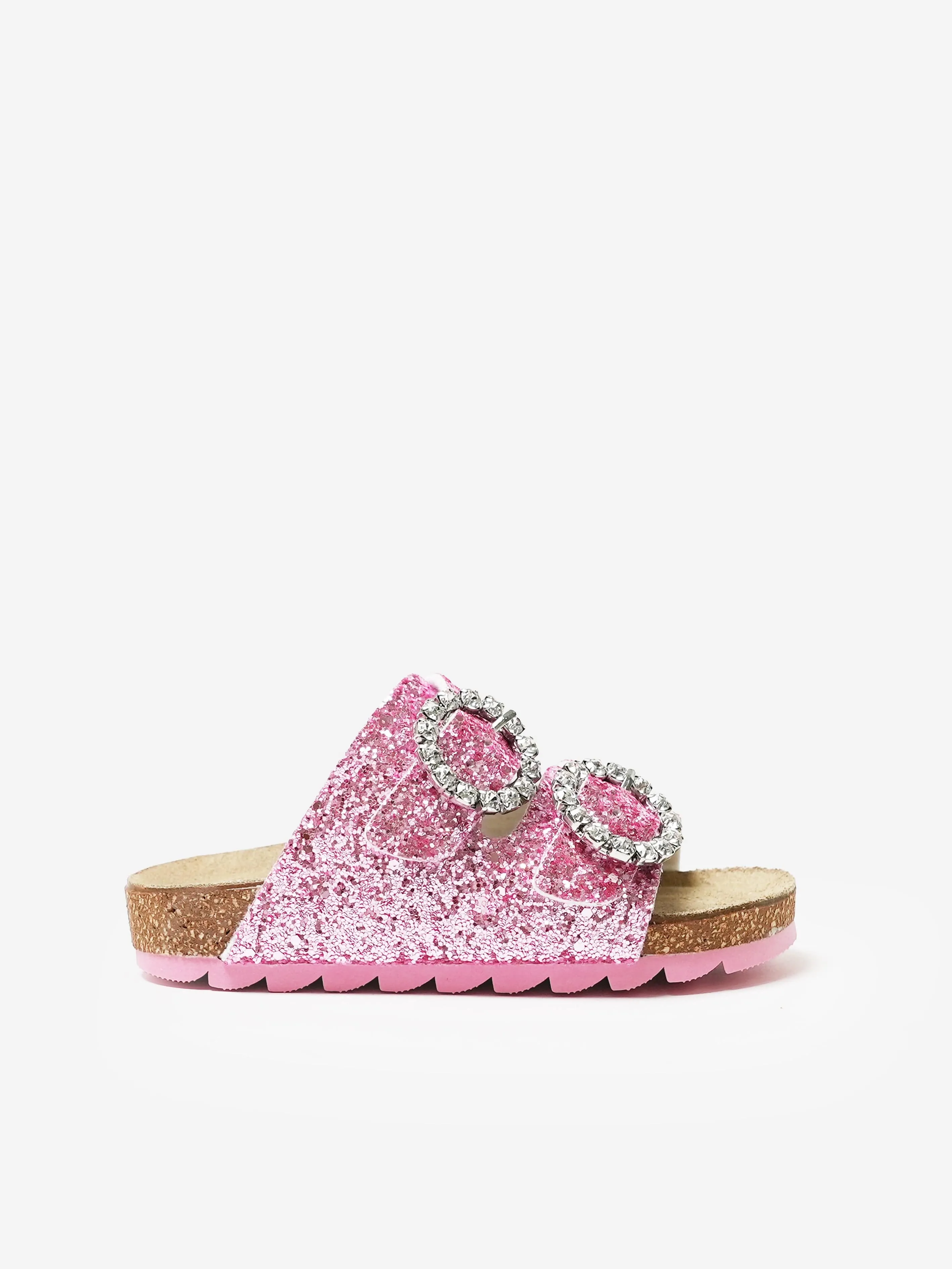 Mädchen Schmuck-Schnalle Glitzer Sandalen in Rosa