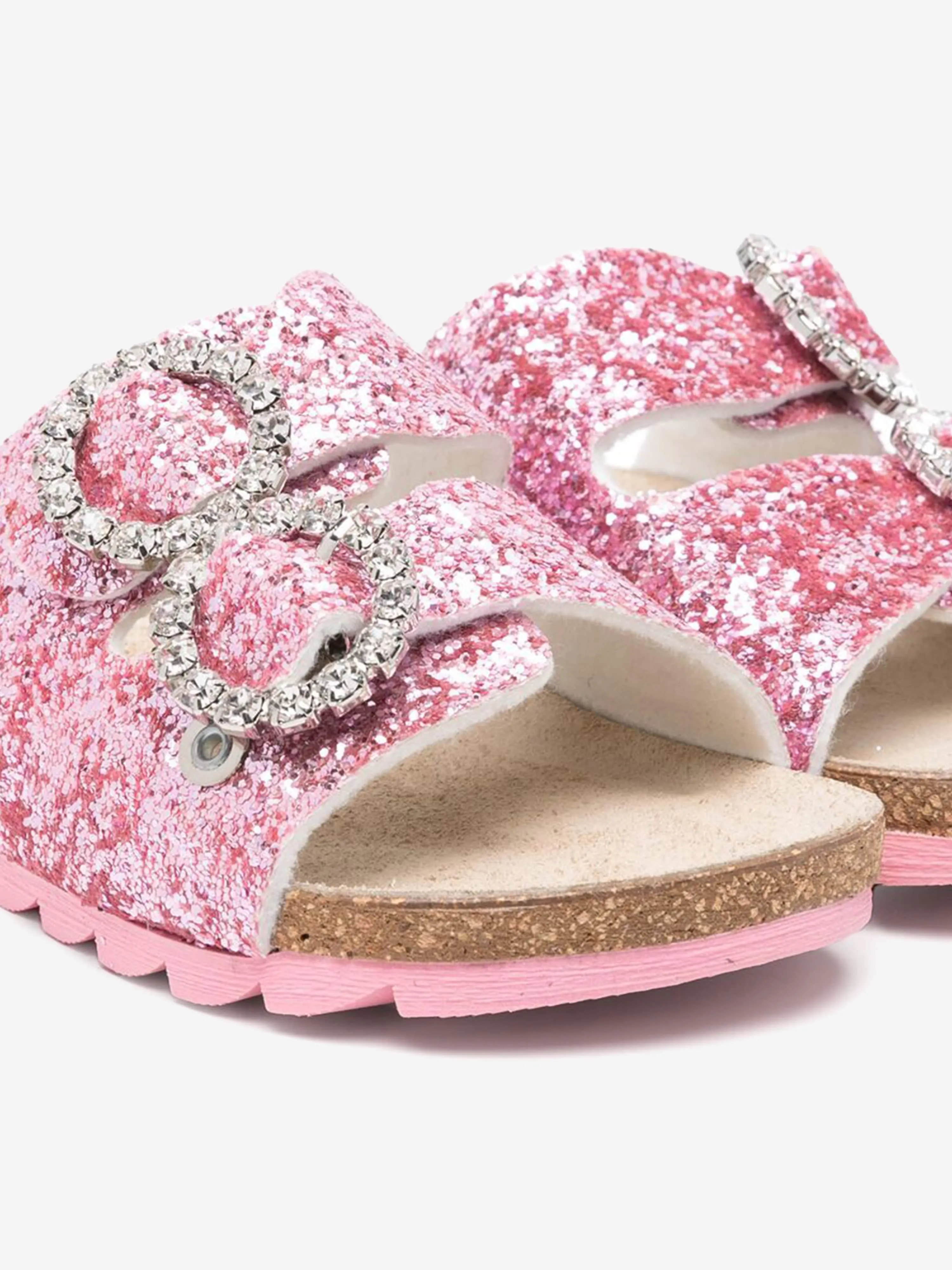 Mädchen Schmuck-Schnalle Glitzer Sandalen in Rosa