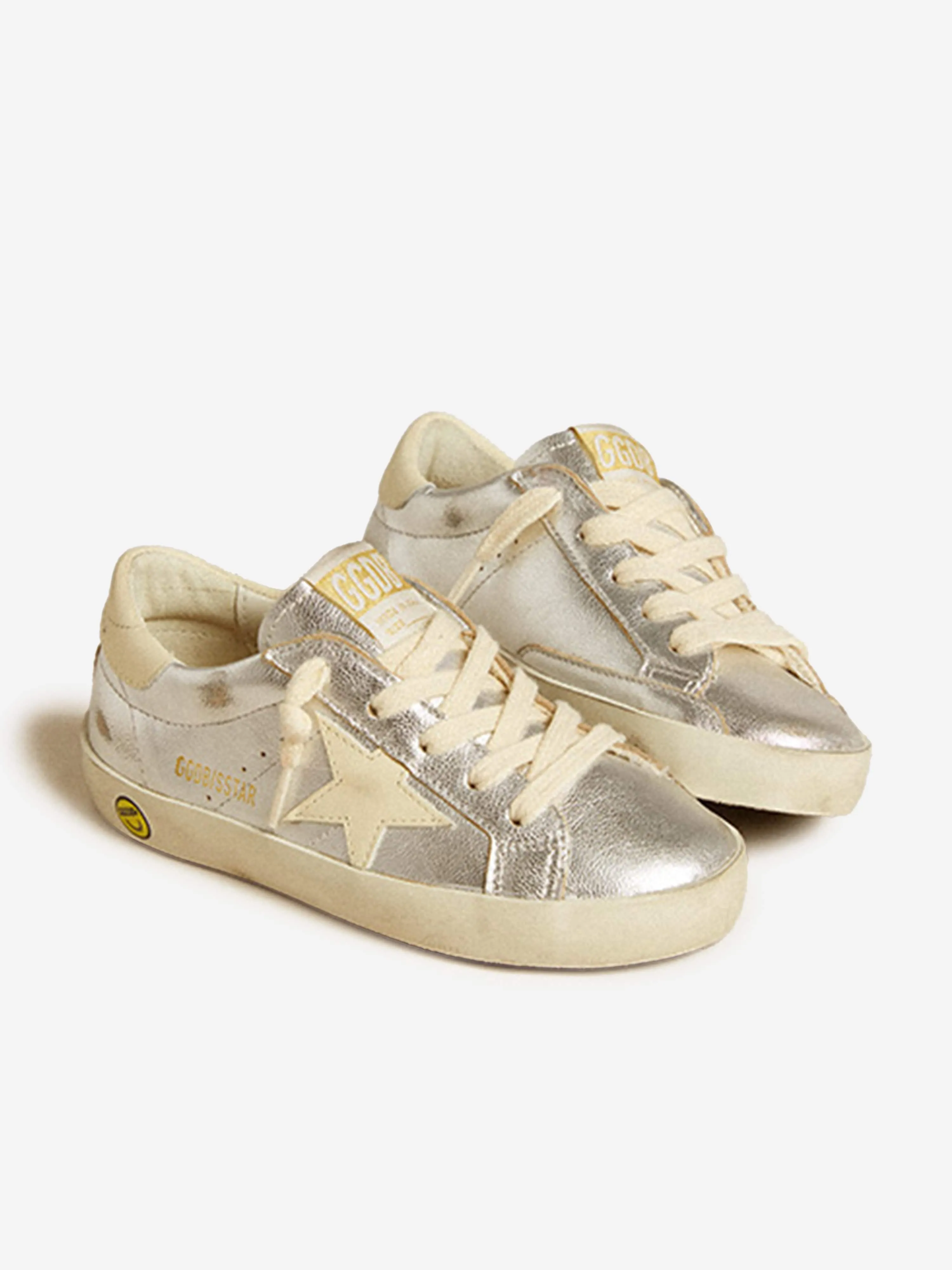 Mädchen Lederbeschichtete Super-Star Turnschuhe in Silber