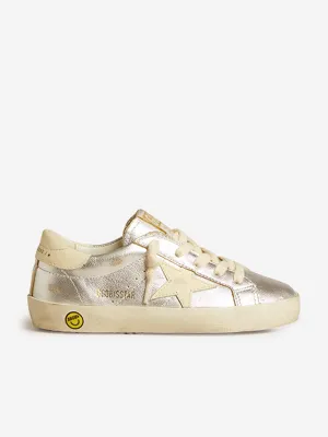 Mädchen Lederbeschichtete Super-Star Turnschuhe in Silber