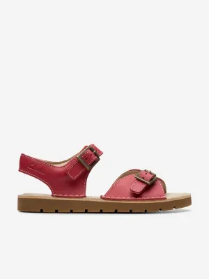 Rote Ledersandalen für Mädchen im Play Sun Reef-Stil